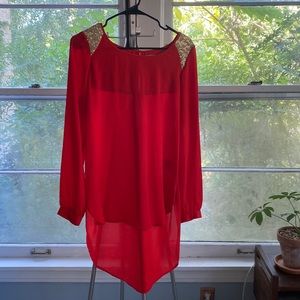 Red & gold sequin top.